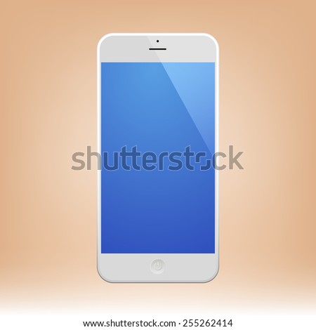 White Business Phone with blue screen and reflection. Illustration Similar To iPhone.