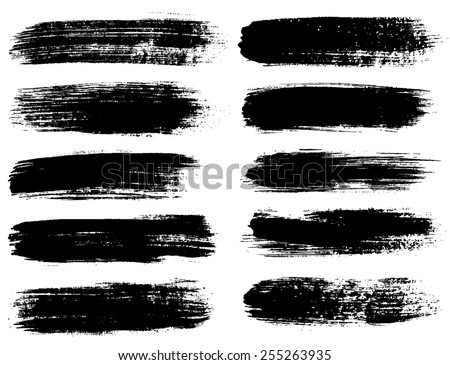 Black ink vector brush strokes Royalty-Free Stock Photo #255263935