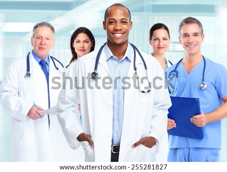 Medical physician doctor man and group of business people. Royalty-Free Stock Photo #255281827
