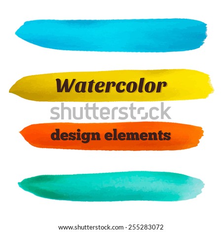 Hand drawn stripes.  Watercolor design elements. Vector illustration