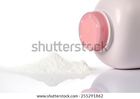 Baby talcum powder container on white background Royalty-Free Stock Photo #255291862