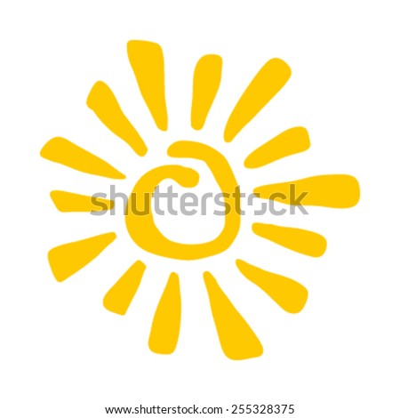 Yellow Stylized Sun in Inky Painted Tribal Style vector icon