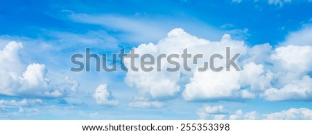 image of clear sky with white clouds on day time for background usage .