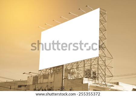 Blank billboard with clipping path. Vintage filter.