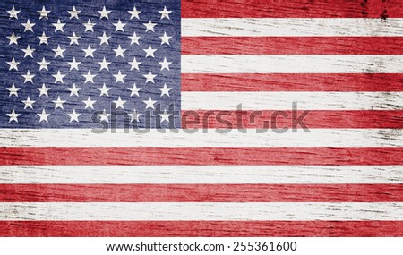 American national flag on grunge wooden background