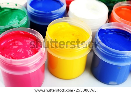 Colorful watercolor on white background, closeup view