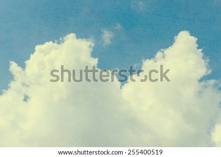 Blue Sky and Cloud Background in grunge style.