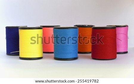 Colorful group of thread in spool