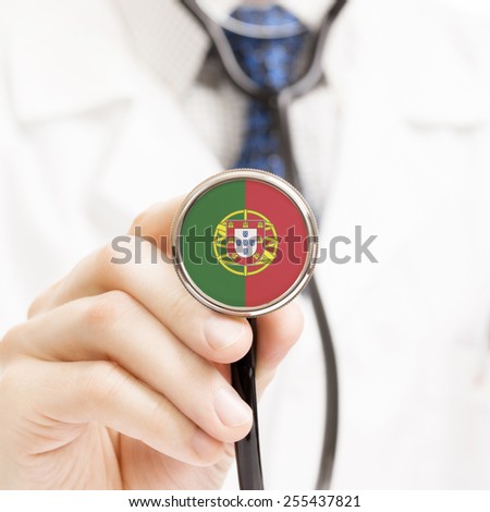 National flag on stethoscope conceptual series - Portugal