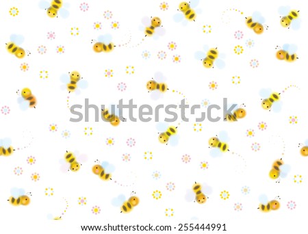 Vector seamless cute pattern of bees.