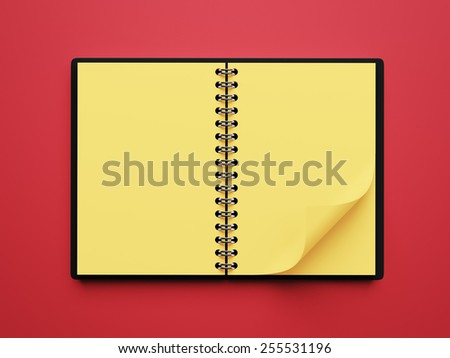 Blank Yellow Agenda isolated on red background