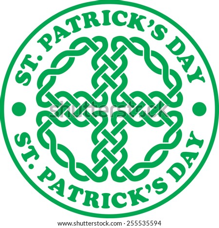 'St.Patrick's day' green stamp. Celtic knot ornament
