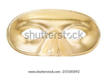 Carnival golden mask isolated on white, clipping path included