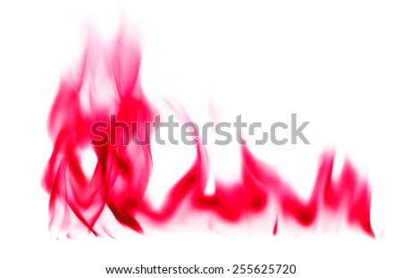 Red fire and flames on white background