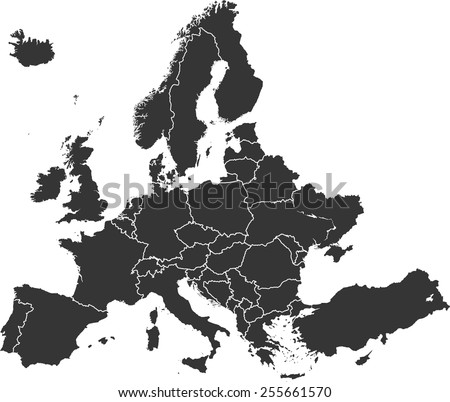 Detailed vector map of the Europe Royalty-Free Stock Photo #255661570