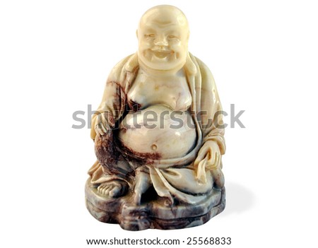 Figurine  of Laughing Buddha  isolated over white with clipping path