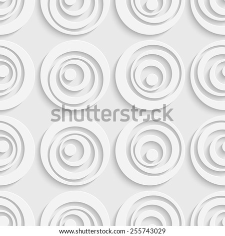 Seamless Circle and Ring Pattern. Vector Soft Background. Regular White Texture