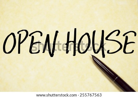 open house text write on paper 