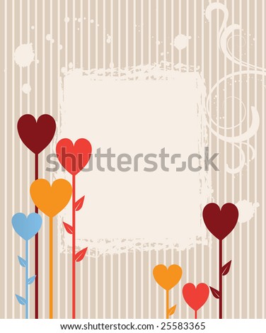Garden of hearts. vintage vector illustration