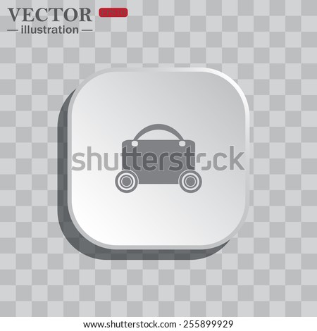 On a gray background white square with rounded corners. icon  suitcase on wheels , vector illustration, EPS 10