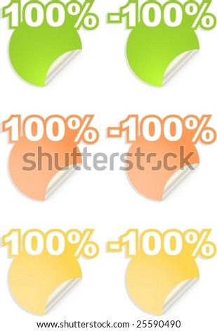 vector stickers with text  percent