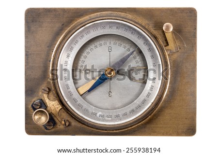 vintage compass geologist isolated on a white background