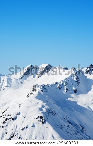 Ski resort in the Alpes in a valley of Montafon