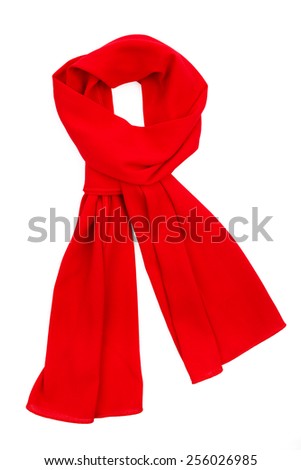 Red silk scarf isolated on white background. Female accessory. Royalty-Free Stock Photo #256026985