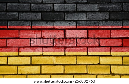 Germany flag painted on old brick wall texture background