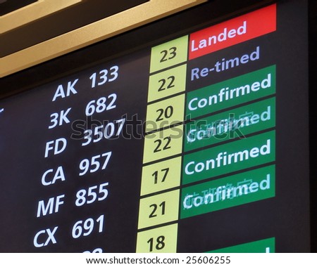 Airport flight arrival information panel Royalty-Free Stock Photo #25606255