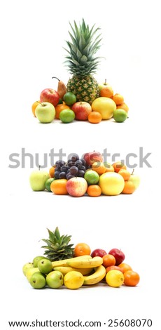 Set of different bright tasty fruits isolated on white