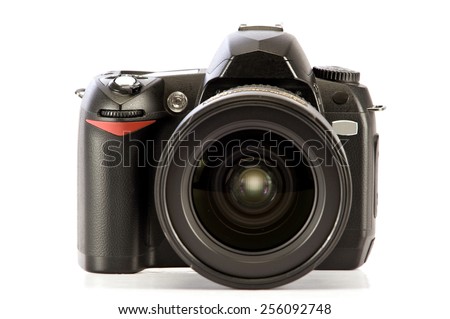 Digital Camera Isolated On White Background Royalty-Free Stock Photo #256092748