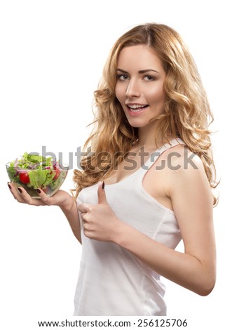 Young Beautiful Woman With Salad