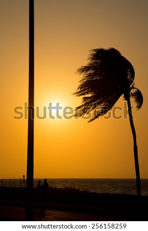 The sunsets on the Caribbean sea on the Colombian Coast