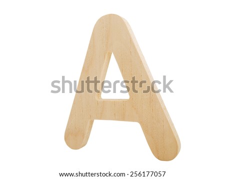 wooden letter a isolated on white, studio shot     