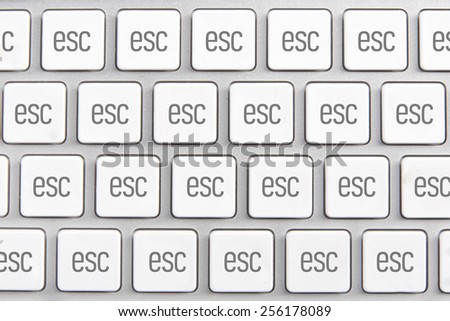 White keyboard with an inscription on the buttons: Esc - Escape