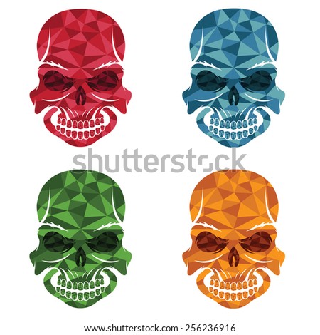 set of skulls polygon art