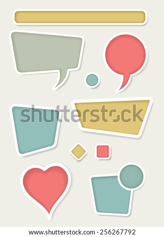 Set of retro vector design elements including shapes, frames, buttons and speech bubbles.