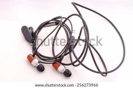 Earphones with black line on a white background