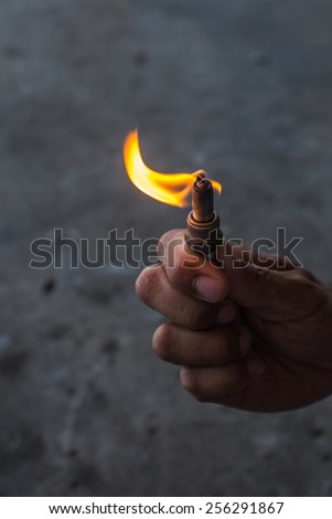 Burn flame fire in hand