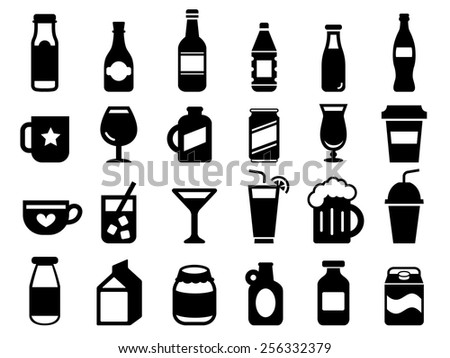 Set of drink and beverage icons Royalty-Free Stock Photo #256332379