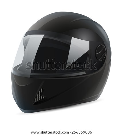 black integral motorcycle helmet vector on white