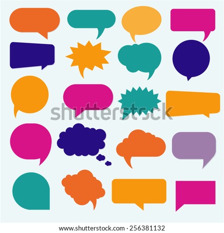 vector isolated colorful big speech bubbles set