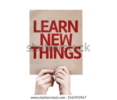 Learn New Things card isolated on white background