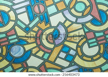 colorful mosaic flooring or walls.
