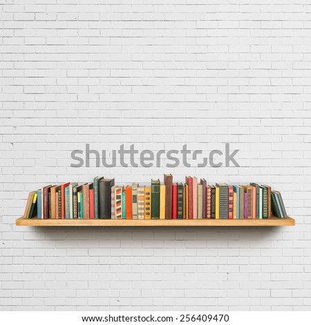 Old books on the shelf Royalty-Free Stock Photo #256409470