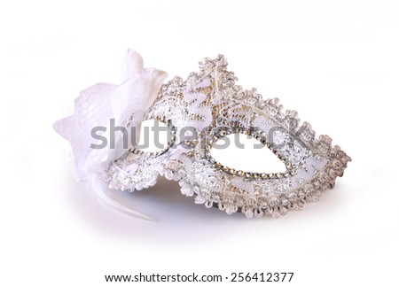 white glamor carnival mask isolated on white 