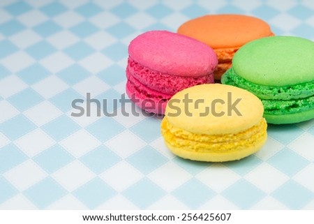 Colored Macarroon Biscuit, Retro Blue Background