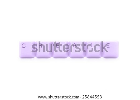 Violet CREATE caption by keyboard keys isolated on white background