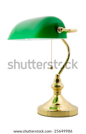 A classic bankers lamp isolated on a white background